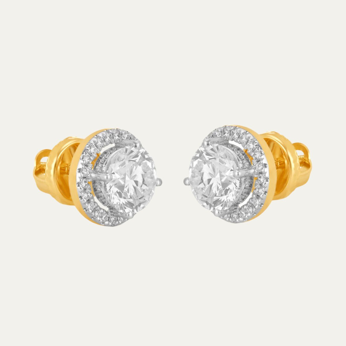 Aukera Gleaming Circlet Yellow Gold Halo Studs