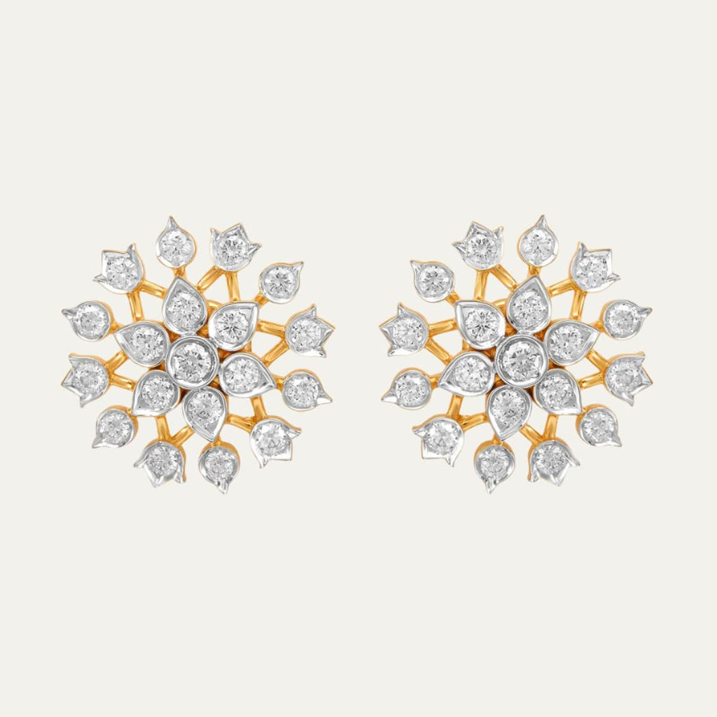 Aukera Lab Grown Diamonds-Golden Starlit Motif Studs