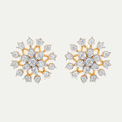 Aukera Lab Grown Diamonds-Golden Starlit Motif Studs