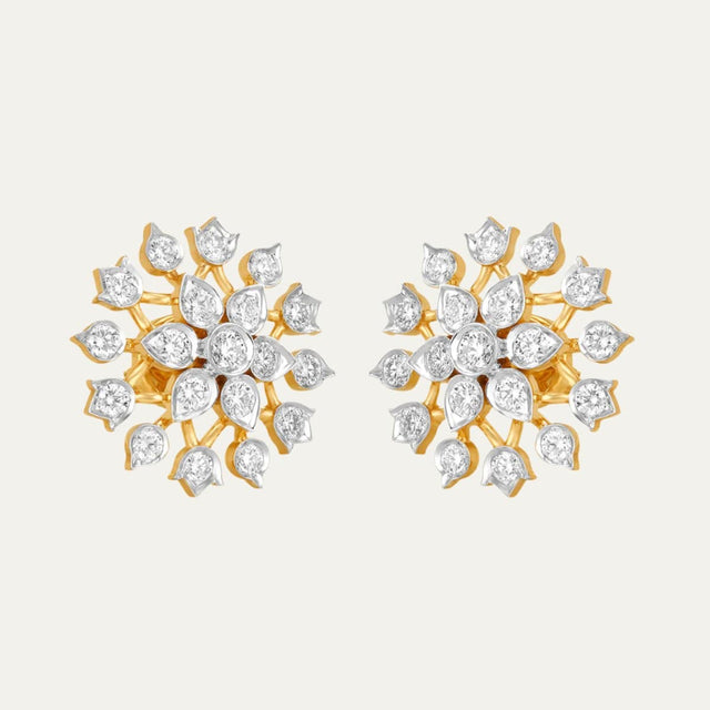 buy women lab grown diamonds aukera golden starlit motif studs
