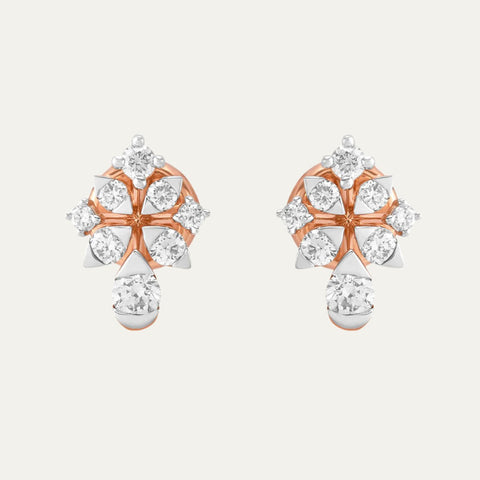 Aukera Lab Grown Diamonds-Rare Petal Glint Fancy Rose Gold Earrings