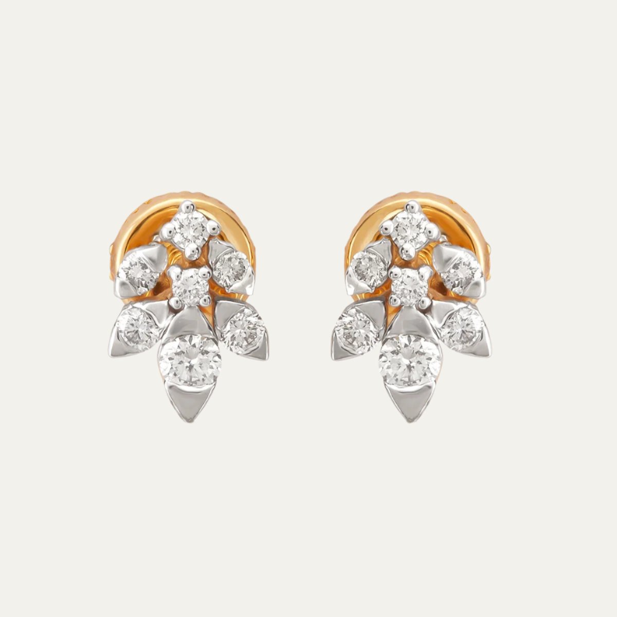 Aukera Lab Grown Diamonds-Golden Teardrop Elegance - Stud Earrings