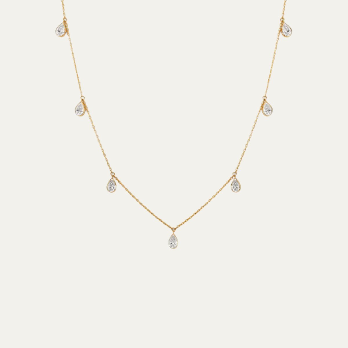 Aukera Lab Grown Diamonds-Luminous Links - Dazzle Drop Necklace