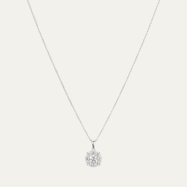 Aukera Lab Grown Diamonds-Luminescent Halo - Solitaire Pendant