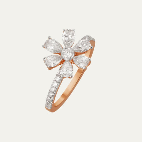 Aukera Lab Grown Diamonds-Gilded Floral Enchantment Ring