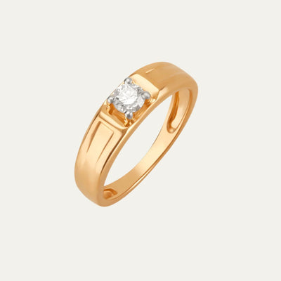 Aukera-Bold Solitaire Accent Two-Tone Men's Band