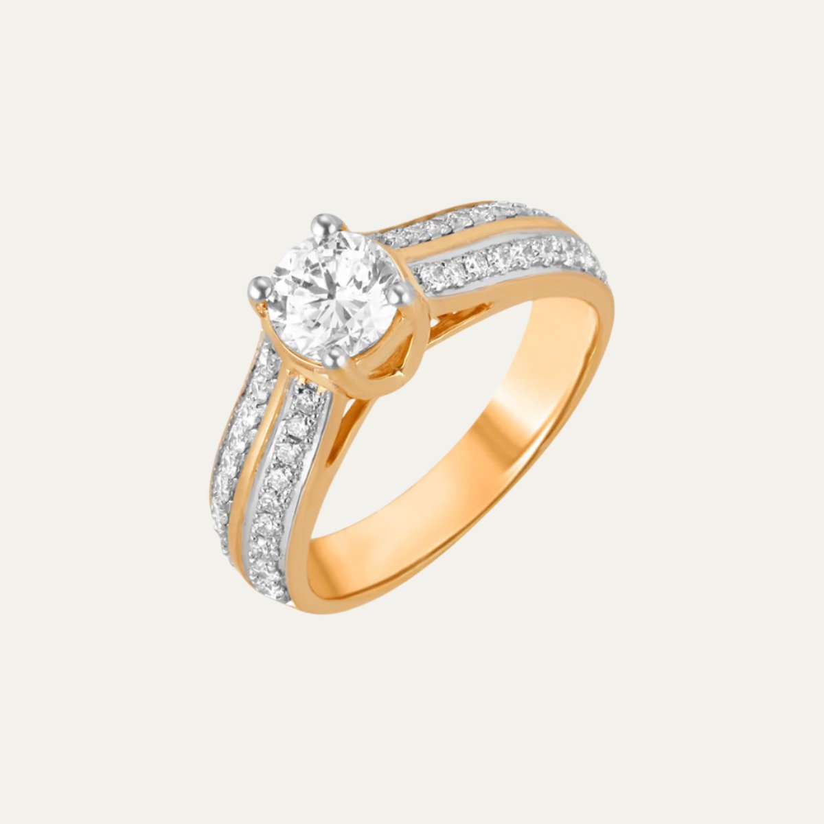 Aukera - Golden Elegance Solitaire Ring