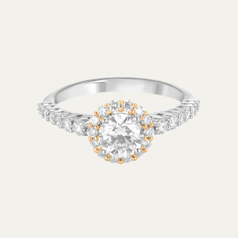 lab grown diamond harmony halo duo tone ring