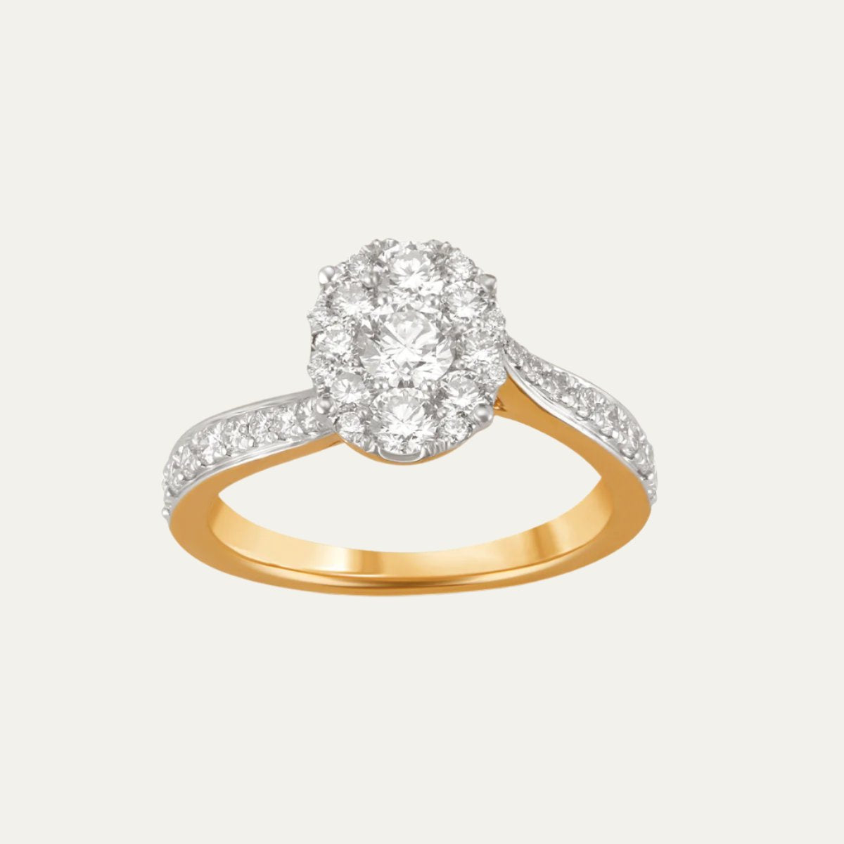 Aukera-Sunlit Assymmetry Halo Gold Ring