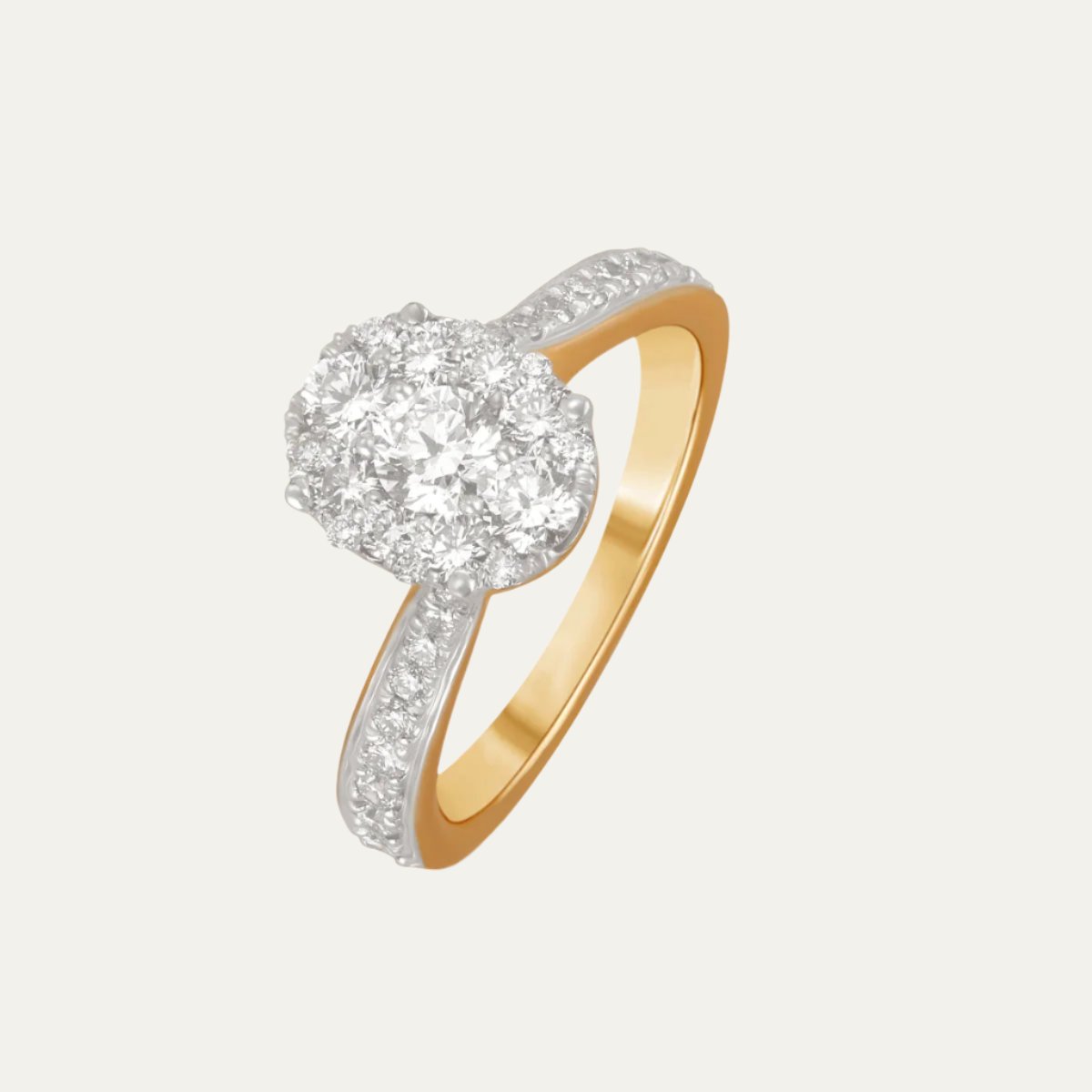 Aukera - Sunlit Asymmetry Halo Gold Ring