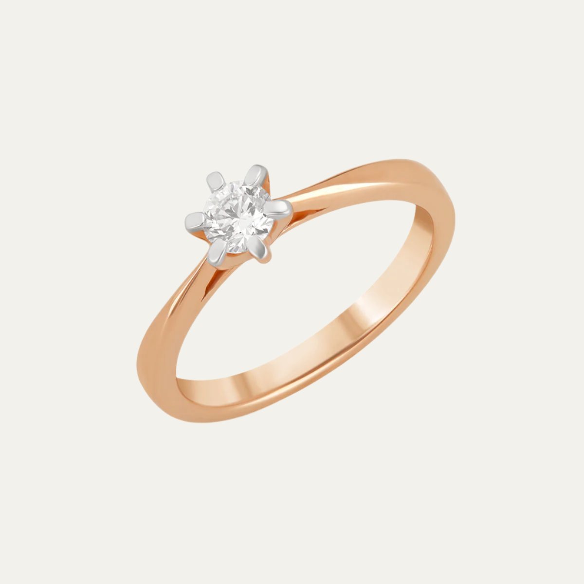 Aukera Lab Grown Diamonds-Golden Elegance -Timeless Solitaire Ring