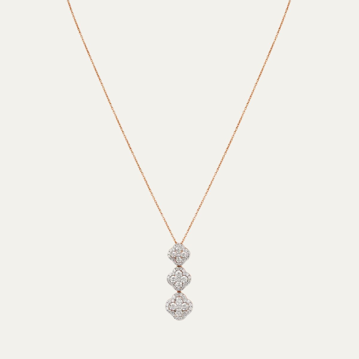 Aukera Lab Grown Diamonds-Ethereal Clover Cascade -  Linear Pendant Chain