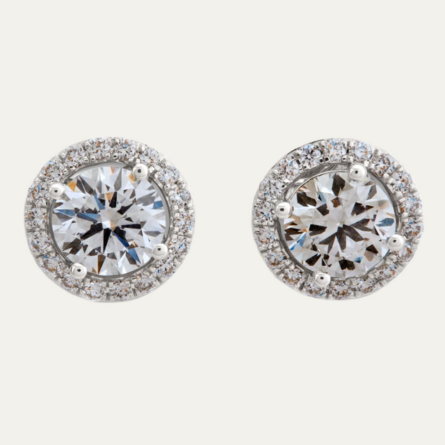 Aukera Singular Round Halo Solitaire Studs