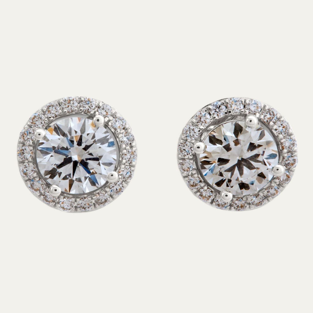 Aukera Singular Round Halo Solitaire Studs