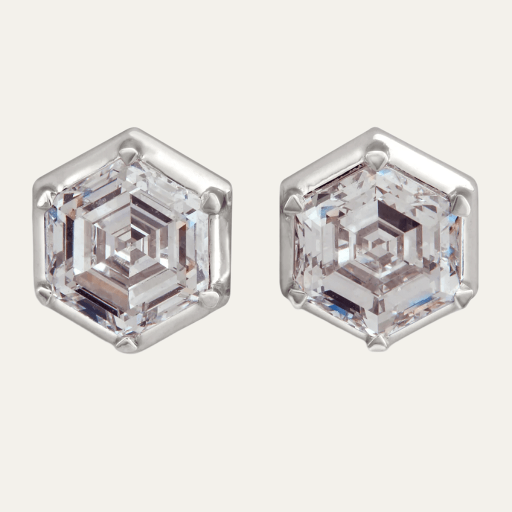 Women Lonsdaleite Diamond Stud Earrings