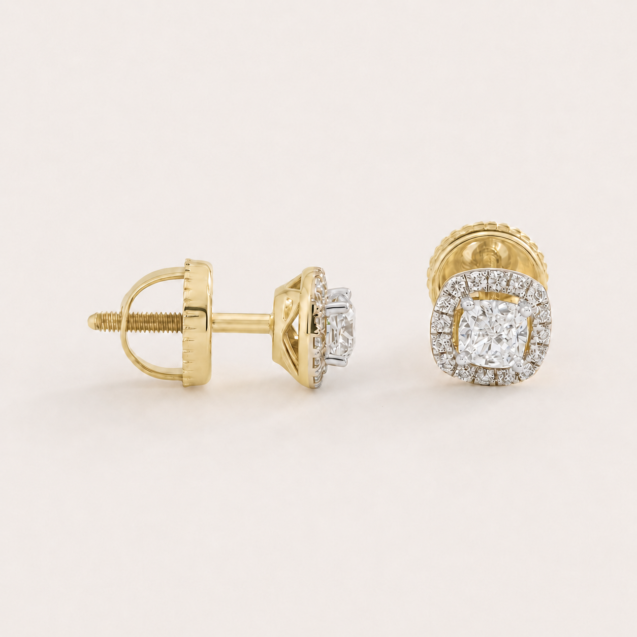 Aureate Halo Diamond Earrings