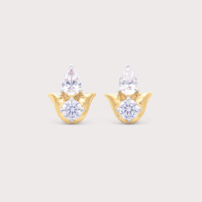 Pear & Round Diamond Studs