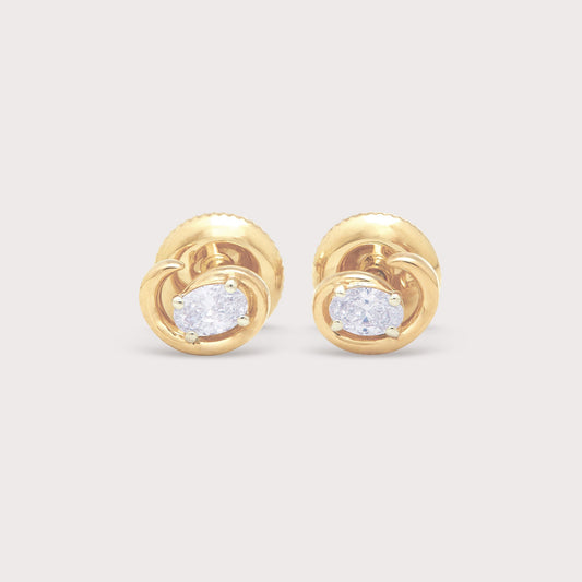Oval Swirl Diamond Studs