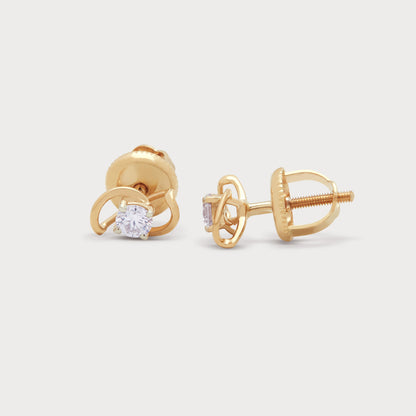 The Creation Studs - elegant gold diamond stud earrings with screw-back design for women.