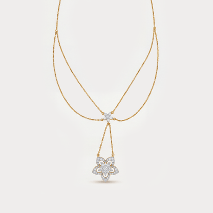 The Aukera Orchid waterfall Lariat Diamond Necklace