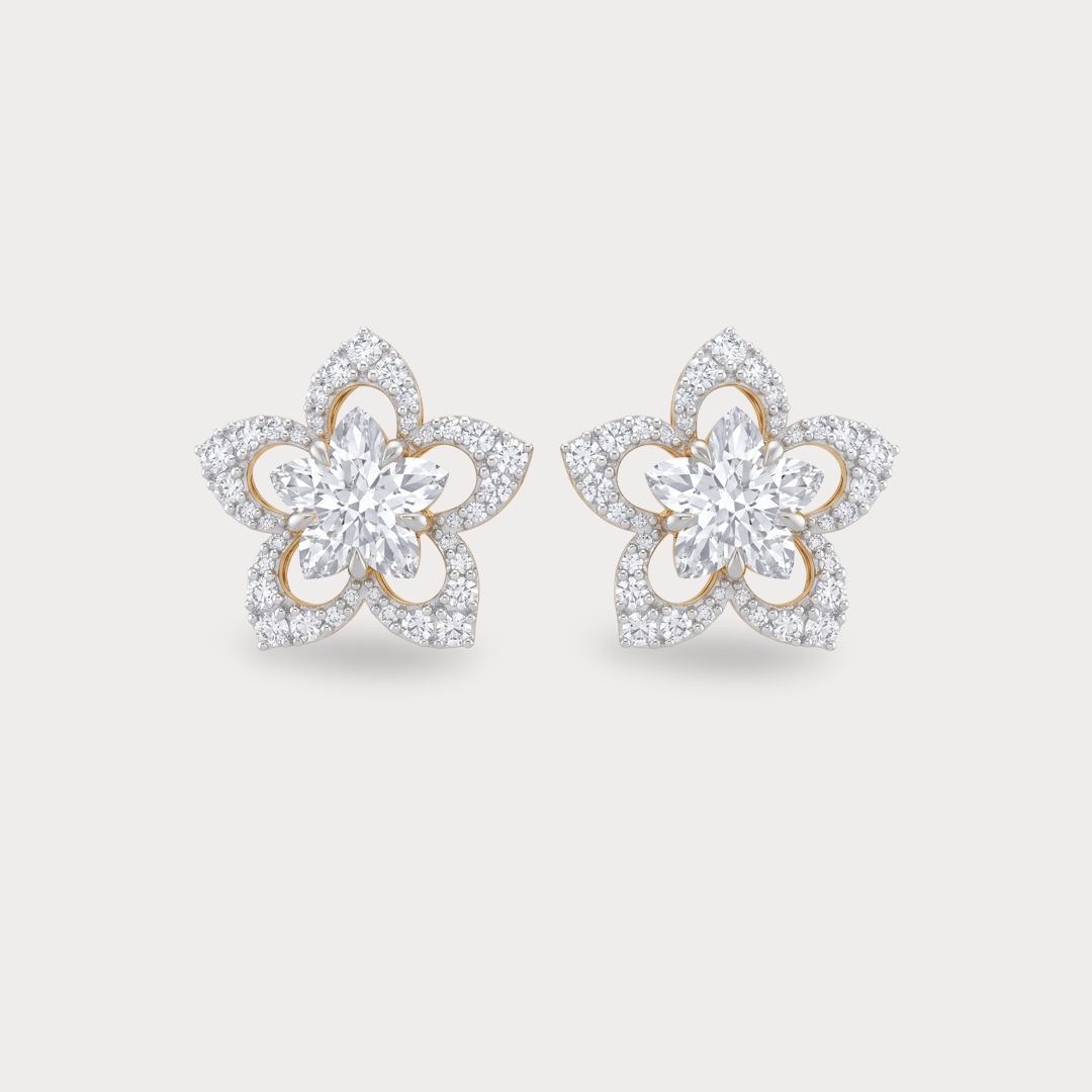 The Aukera Orchid Floral Nakshatra Diamond EarRing