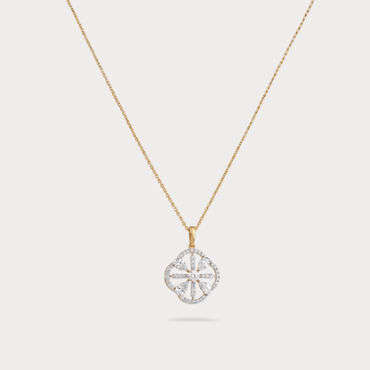 Comète Halo Floral Diamond Pendant Chain