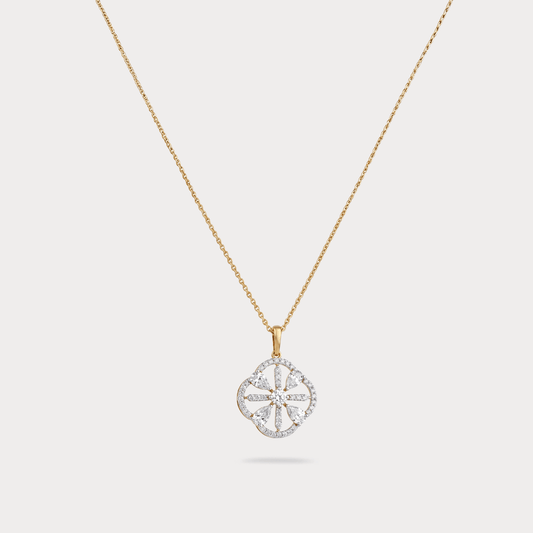 Comète Halo Floral Diamond Pendant Chain