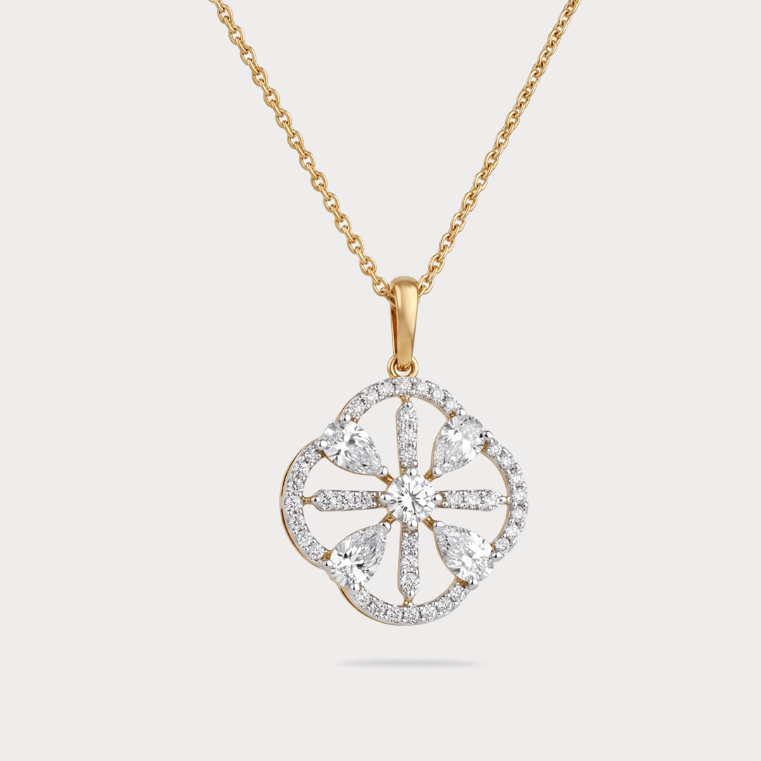 Comète Halo Floral Diamond Pendant Chain
