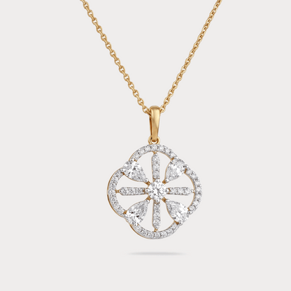 Comète Halo Floral Diamond Pendant Chain