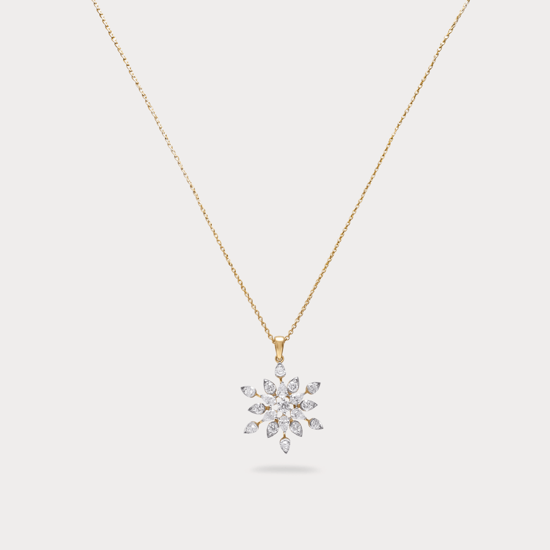 Willow Grace Floral Nakshatra Diamond Pendant Chain