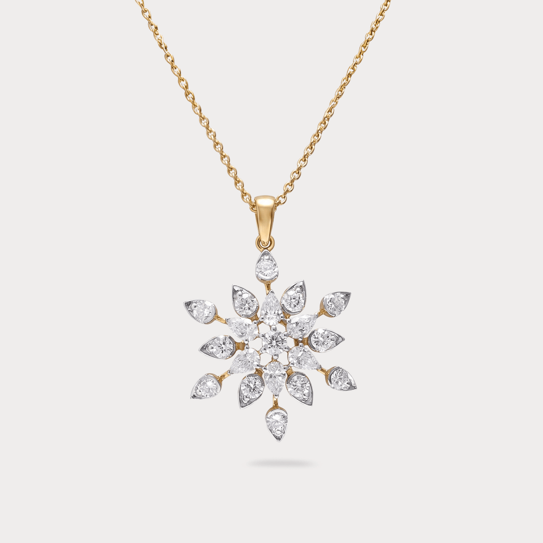Willow Grace Floral Nakshatra Diamond Pendant Chain