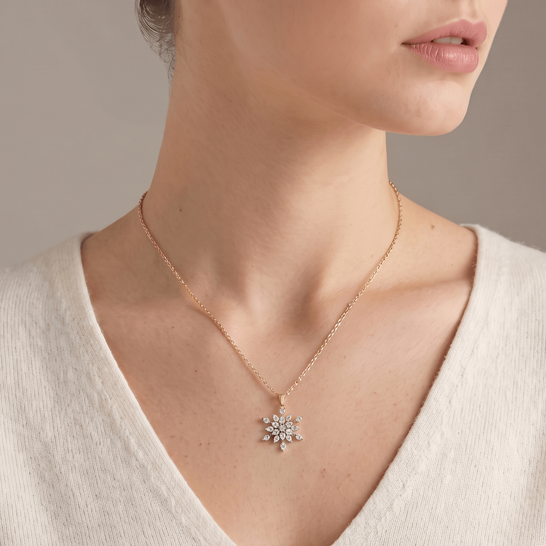 Willow Grace Floral Nakshatra Diamond Pendant Chain