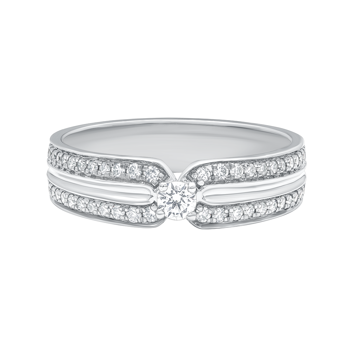 Aukera - Solitaire Studded Band Ring