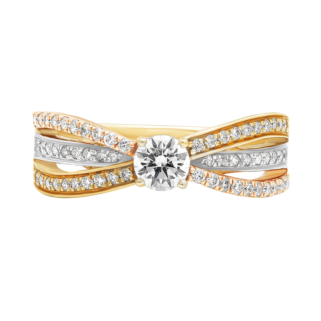 buy women lab grown diamond jewellery aukera tri band solitaire ring