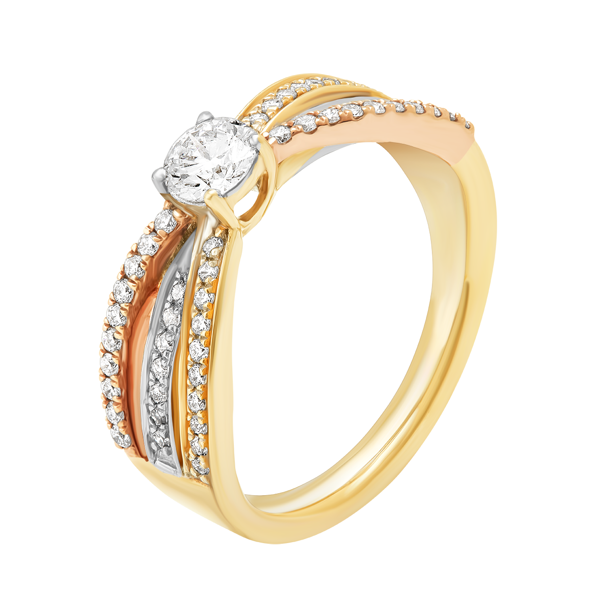 Aukera - Tri band solitaire ring