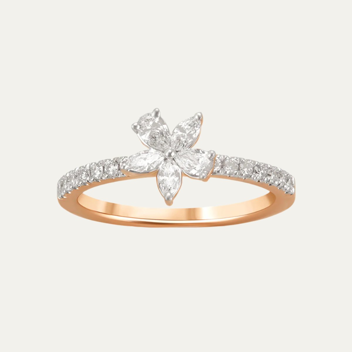 Aukera - Elegant Garden Symphony Rose Gold Floral Ring