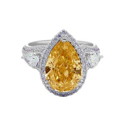 The Champagne Crowned Pear Ring
