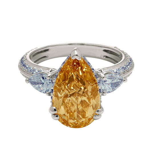 The Champagne Flame Pear Ring