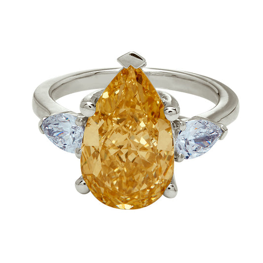 The Champagne Solstice Pear Ring