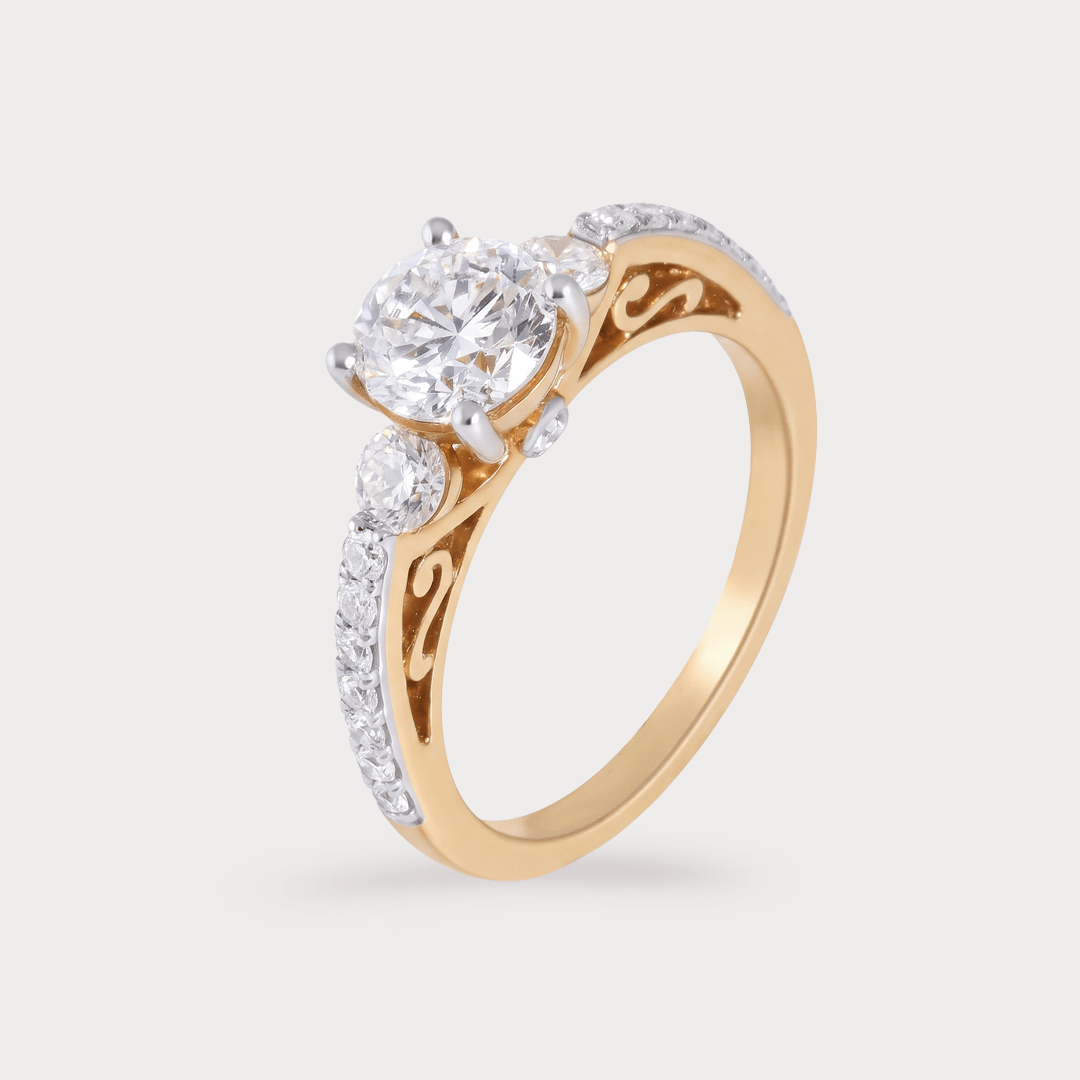 Ivory Petal Glow Solitaire Diamond Ring