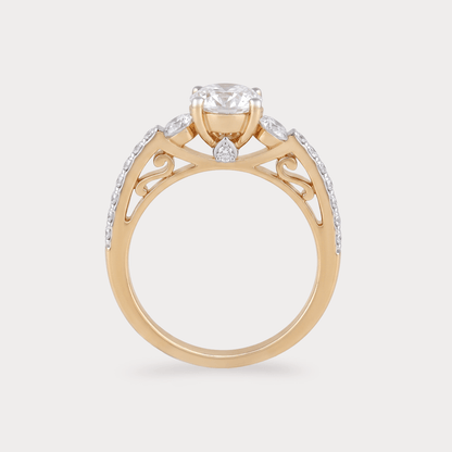 Ivory Petal Glow Solitaire Diamond Ring