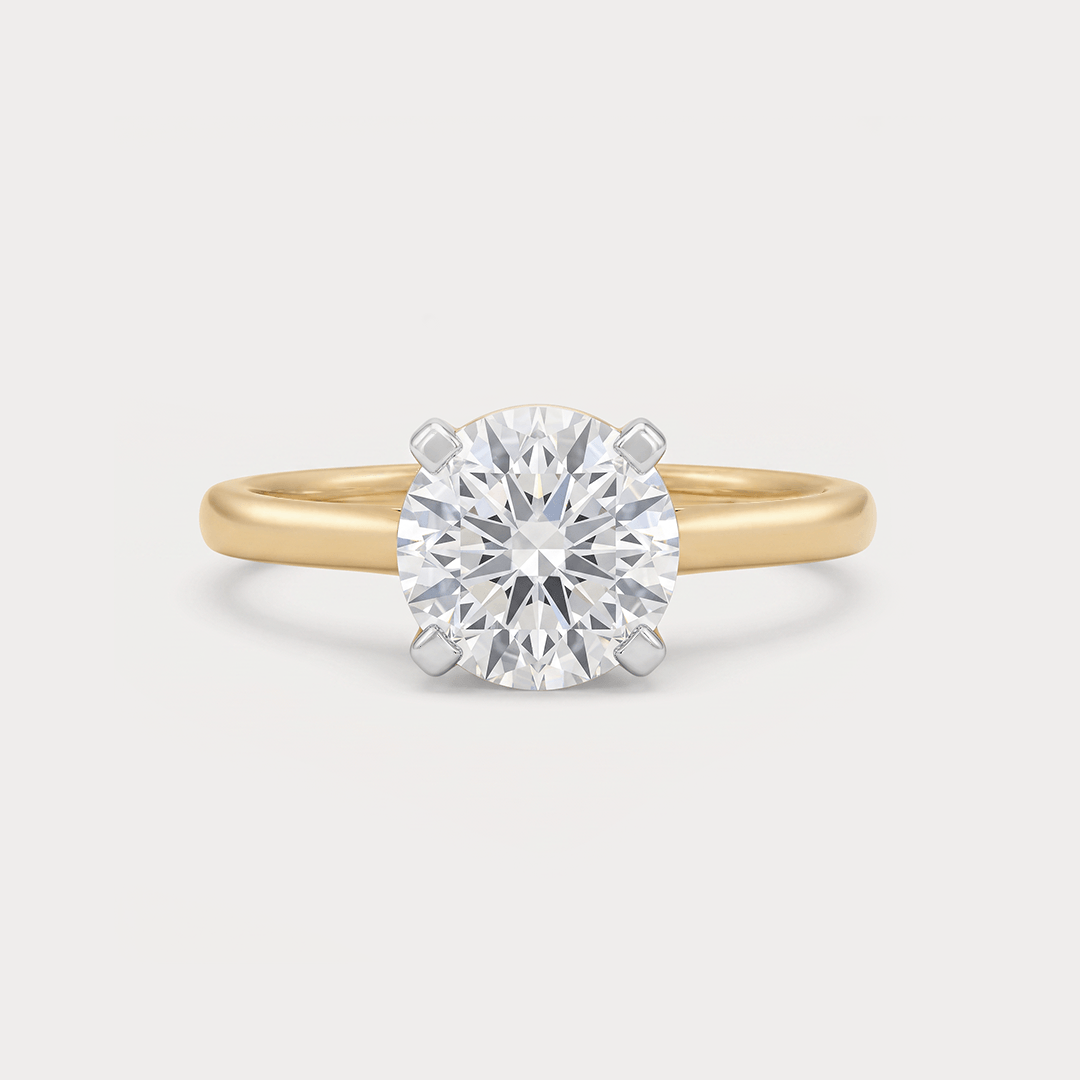 Media Luna Solitaire Diamond Ring
