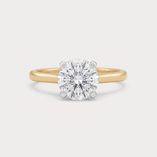 Media Luna Solitaire Diamond Ring