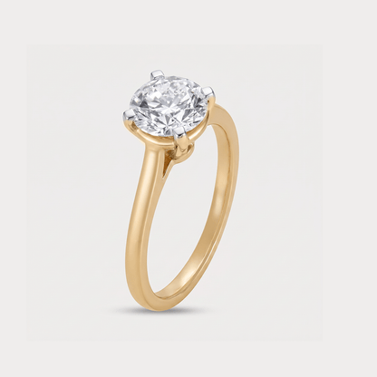 Media Luna Solitaire Diamond Ring