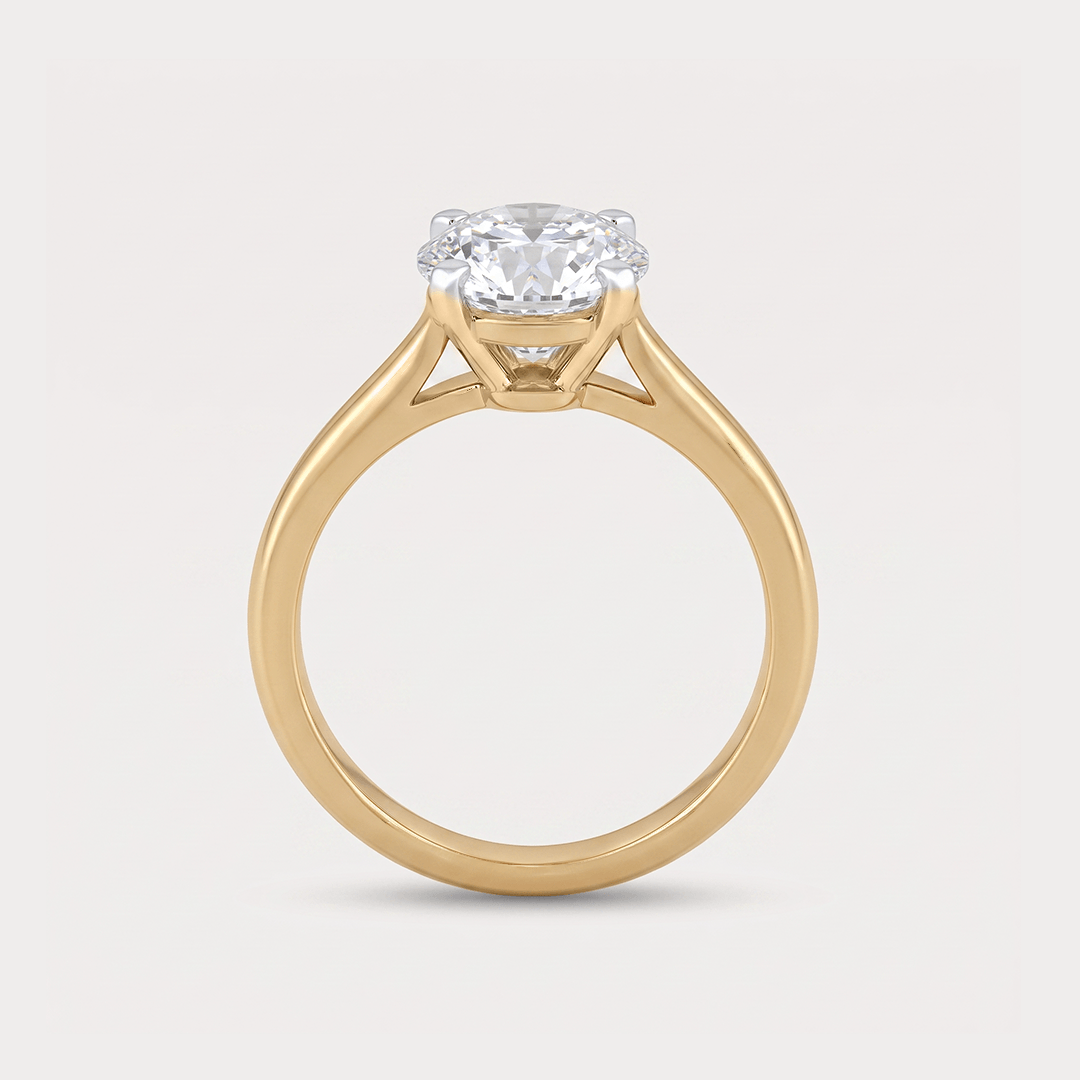 Media Luna Solitaire Diamond Ring
