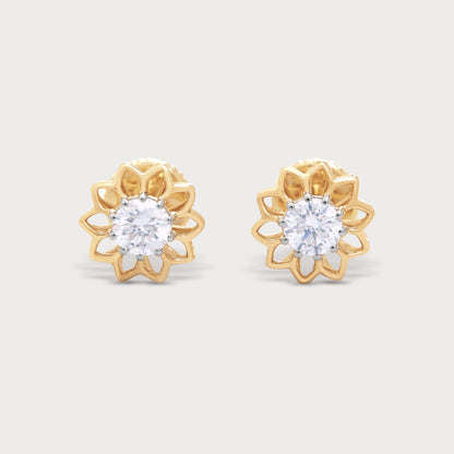 Gold Lotus Diamond Studs