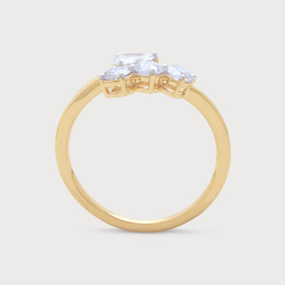 Crescent Quartet Diamond Ring