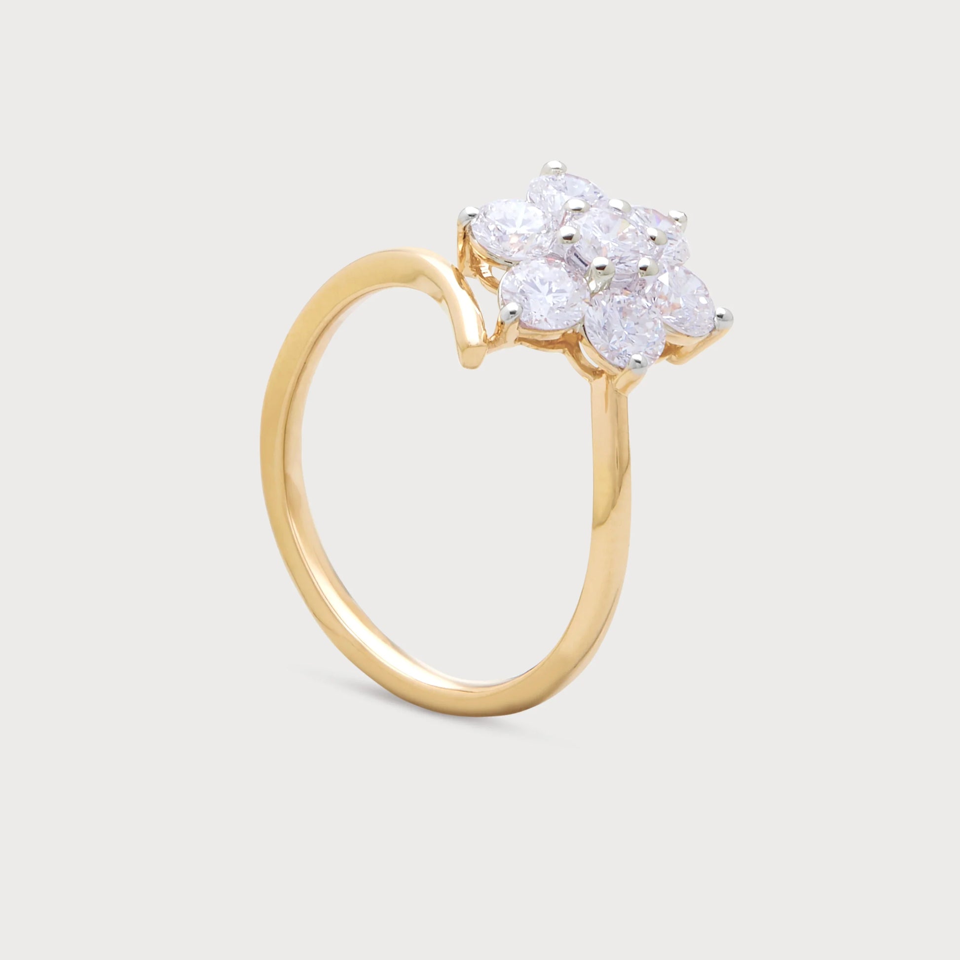 The Solara Ring - Gold diamond flower cluster ring. Elegant diamond jewelry for women.