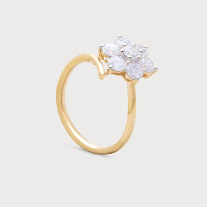 The Solara Ring - Gold diamond flower cluster ring. Elegant diamond jewelry for women.