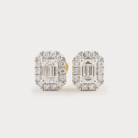 Crown of Light Halo Diamond Earrings